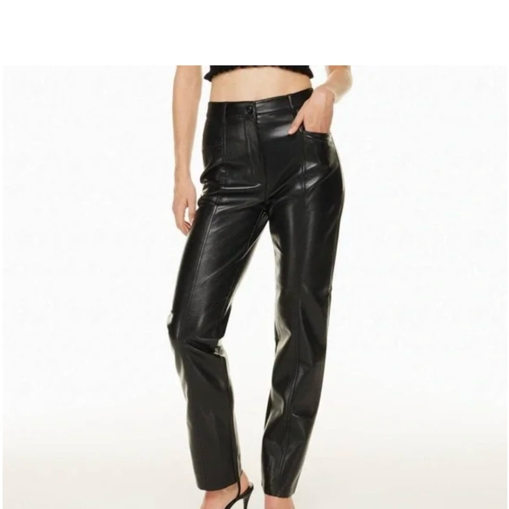 Aritzia Wilfred Black Faux Leather Rebel Pants